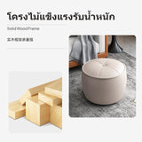 Maxbell Multi-Purpose Ottoman Stool, Modern Napatek Leather Small Bench, Shoe Changing Stool & Sofa Footstool, sturdy Wood Frame, preparedto-Use Round/Square/Rectangle Seat for Living Room, Entryway, Bedroom Maple Orange