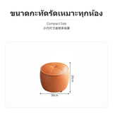 Maxbell Multi-Purpose Ottoman Stool, Modern Napatek Leather Small Bench, Shoe Changing Stool & Sofa Footstool, sturdy Wood Frame, preparedto-Use Round/Square/Rectangle Seat for Living Room, Entryway, Bedroom Maple Orange