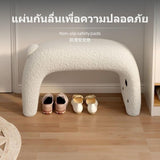 Maxbell Yellow Cat Ottoman Bench, creature Shaped Shoe Stool, Sherpa Upholstered Entryway Seat, Soft Sponge padding, Non-Slip Feet, 41cm Small Modern Accent for Bedroom, Living Room, Hallway Light Blue