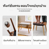 Maxbell Nordic hardwood Wood Stool, Upholstered Footstool, Entryway Shoe Bench, Small Fabric Ottoman, Multipurpose Oak Stool for Living Room, Bedroom, Vanity, Home Natural Coffee