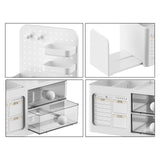 Maxbell Desk Organizer with Drawer Rack Makeup Organizer for Countertop Home Desktop White