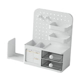 Maxbell Desk Organizer with Drawer Rack Makeup Organizer for Countertop Home Desktop White