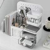 Maxbell Desk Organizer with Drawer Rack Makeup Organizer for Countertop Home Desktop White