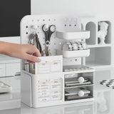 Maxbell Desk Organizer with Drawer Rack Makeup Organizer for Countertop Home Desktop White