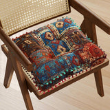Maxbell Boho Chair Cushion Tatami Living Room Cafe Chair Pad Versatile Soft Non Slip blue 42x42x8cm