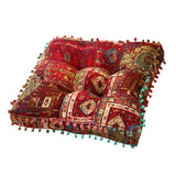 Maxbell Boho Chair Cushion Tatami Living Room Cafe Chair Pad Versatile Soft Non Slip red 42x42x8cm