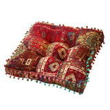 Maxbell Boho Chair Cushion Tatami Living Room Cafe Chair Pad Versatile Soft Non Slip red 42x42x8cm