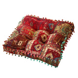 Maxbell Boho Chair Cushion Tatami Living Room Cafe Chair Pad Versatile Soft Non Slip red 42x42x8cm