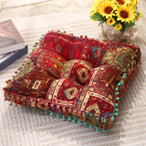 Maxbell Boho Chair Cushion Tatami Living Room Cafe Chair Pad Versatile Soft Non Slip red 42x42x8cm