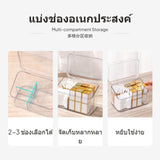 Maxbell 3-Compartment Acrylic Cotton Swab Holder, Transparent Makeup Cotton Pad Organizer with Lid, Desktop Dustproof Divider Storage Box for Bathroom, Bedroom, Vanity, Space Saving Two Compartments