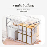 Maxbell 3-Compartment Acrylic Cotton Swab Holder, Transparent Makeup Cotton Pad Organizer with Lid, Desktop Dustproof Divider Storage Box for Bathroom, Bedroom, Vanity, Space Saving Two Compartments