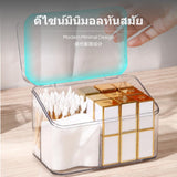 Maxbell 3-Compartment Acrylic Cotton Swab Holder, Transparent Makeup Cotton Pad Organizer with Lid, Desktop Dustproof Divider Storage Box for Bathroom, Bedroom, Vanity, Space Saving Three Compartments