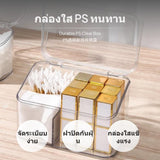 Maxbell 3-Compartment Acrylic Cotton Swab Holder, Transparent Makeup Cotton Pad Organizer with Lid, Desktop Dustproof Divider Storage Box for Bathroom, Bedroom, Vanity, Space Saving Three Compartments