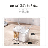 Maxbell 3-Compartment Acrylic Cotton Swab Holder, Transparent Makeup Cotton Pad Organizer with Lid, Desktop Dustproof Divider Storage Box for Bathroom, Bedroom, Vanity, Space Saving Three Compartments