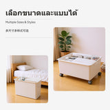 Maxbell Under Bed Storage Box with casters, 15.6L Large Capacity Drawer Organizer, Plastic Stackable Bin, ivory, for Bedroom, ivoryice, Desk, Closet Wide Large