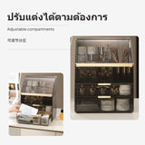 Maxbell Acrylic Cosmetic Organizer with Drawers, Large Capacity Makeup Storage Box, Dustproof Vanity Organizer for Skincare & Lipsticks, Multitier Desktop Storage, Elegant Design for Bedroom, Bathroom, Dressing Table Rattan Black