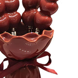 Maxbell Fruit Fork with Holder Ceramic Storage Jar Creative Salad Forks Set for Cake Red Jar