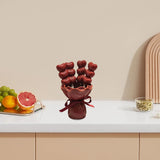 Maxbell Fruit Fork with Holder Ceramic Storage Jar Creative Salad Forks Set for Cake Red Jar