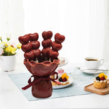 Maxbell Fruit Fork with Holder Ceramic Storage Jar Creative Salad Forks Set for Cake Red Jar