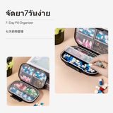 7-Compartment Portable Pill Organizer, Travel Medicine Storage Box, water-resistant Sky Blue