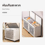 150L Foldable Storage Box with casters, Large Organizer for Clothes, Toys, Blankets XL Gray Front Lid