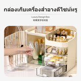 Desktop Cosmetic Organizer Box with Mirror, Multi-Functional Dustproof Makeup Storage Holder, Large Capacity for Vanity, Skincare, and Jewelry Green Clear