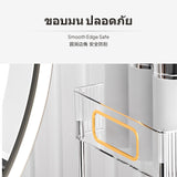 3-Tier Acrylic Makeup Organizer, Cosmetic Storage Box, PET Transparent Vanity Bathroom Holder for Skincare, Large Capacity Clear White 2L