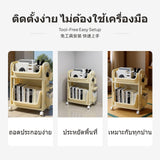3-Tier Rolling Storage Cart, Book Organizer, Shelf with casters, Multitier Stand for Bedroom, Desk, Office, Light Yellow Cream Yellow Trolley 2 Layer