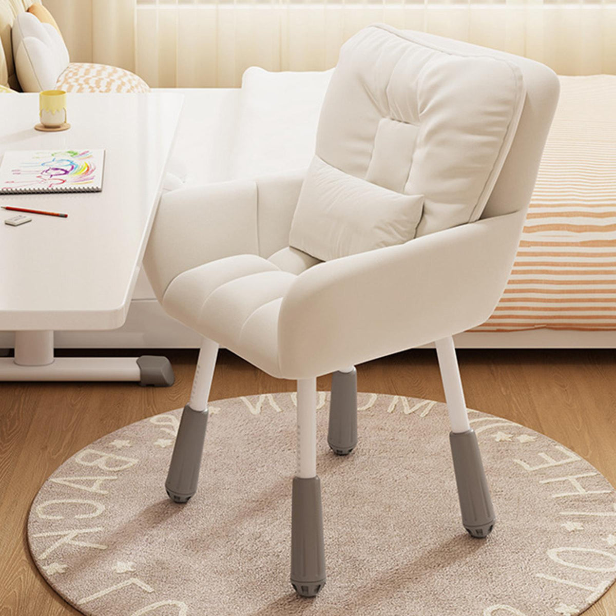 Maxbell Study Chair with 10cm Adjustable Height Comfortable for Kids Women Ergonomic Beige