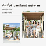 2-Person Outdoor outdoor hanging seat Chair, Powder-Coated Steel Frame, Breathable Teslin Seat, Patio Garden Balcony outdoor hanging seat lounger, Waterproof sunlight and shade shelter cover