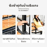 2-Seat Outdoor hanging seat Bench, Waterproof Patio Garden Chair, Antirust-resistant synthetic wood Frame for Backyard Terrace Relaxation