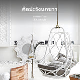 Single oval oval-shaped Chair Chair, Indoor Outdoor avian basket suspended seat, PE Wicker, Metal Frame, Cushions