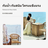 2-Stackable Outdoor Wicker Patio Chairs, PE Woven Chinese design Metal Frame for Garden, Balcony & Yard