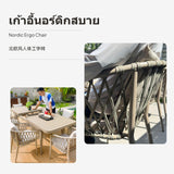 7-Piece Outdoor Aluminum Patio Furniture Set, Champagne circular table Braided Rope Chairs, Waterproof, Stackable Design for Garden, Courtyard, Balcony