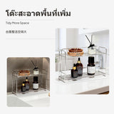 Bathroom Counter Organizer Set, Ceramic Holder & 2-Tier Stainless Shelf, No-Install