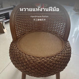 2-Piece Rattan Accent Chair Set, sturdy Wood Balcony Tea Table, Backrest Armchair, Boho Lounge Furniture