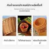 Plastic Wicker Slant Basket, Handwoven Desktop Organizer, Fruit Vegetable Tray, Multi-Functional Storage for Home Kitchen Bar