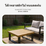 3-Piece Outdoor Sectional Aluminum Sofa Set, configurable Waterproof Patio Furniture, Garden Lounge with Polywood Table