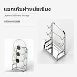 3-Tier 304 Stainless Steel Pot Lid Holder, Multifunctional Kitchen Organizer, No-Install Countertop Rack