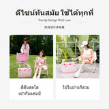 2-Piece 50L Folding Camping Storage Box with surface, Portable Outdoor outdoor meal Organizer Bright Pink