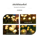 2 หัวโคมไฟแสงอาทิตย์, โคมไฟเห็ดกลางแจ้ง, กันน้ำ IP65, ตกแต่งสวน, ติดตั้งง่าย Warm Light 6H Jellyfish 4pcs