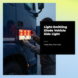 Light-emitting diode vehicle side marker light, 24V waterproof, high-intensity turn marker, suitable for lorries, semi vehicles, and RVs. Red 24V