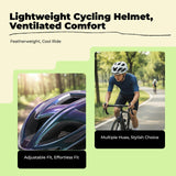 Bike Helmet, Lightweight Ventilated Trail Path Cycling Helmet, Adjustable Fit for Men and Women Gray Blue 56-62cm