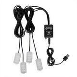 Universal car ambient lighting, portable light-emitting diode footwell light, music sync, multi-color App USB 1-to-4