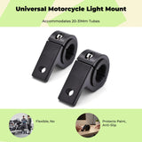 Motorcycle Spotlight Mount Bracket, Aluminum Alloy Tube, accommodates 18-29mm, Universal Black 2 pieces