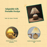 Pleated Table Lamp, Dimmable light-emitting diode Bedside Lamp, Nordic Design, Metal Base Light Yellow 24x28cm