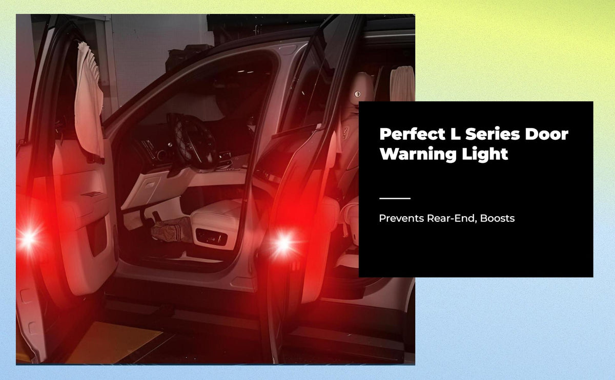 Car Door Warning Light, light-emitting diode glow, Anti Rear-End Collision, Alert Black 2pcs