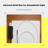 Interior car light-emitting diode strip lights, Universal Serial Bus ambient lighting, multicolor fiber light Ice Blue 300cm