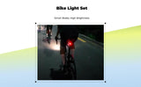 Bike Lights, Headlight and Set, Brake Sensing, Waterproof, Cycling Accessories Black Front+Color Smart