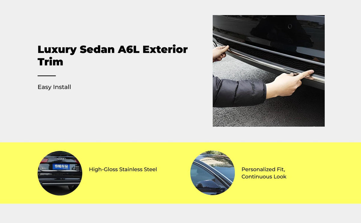 Front Decorative Strip, Fog Light Trim, Protector,, compatible with A6L 12-18 Black Front Bumper 3pcs